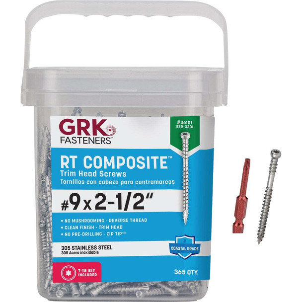 GRK RT #9 x 2-1/2 In. Star Drive Stainless Steel Composite Screw (365 Ct.) 36101