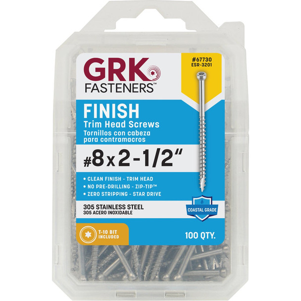 GRK #8 x 2-1/2 In. Star Drive Stainless Steel Trim Screw (100-Count) 67730