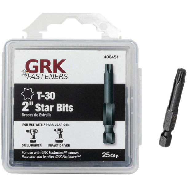 GRK 2 In. T30 Star Drive Impact Screwdriver Bit (25-Count) 86451