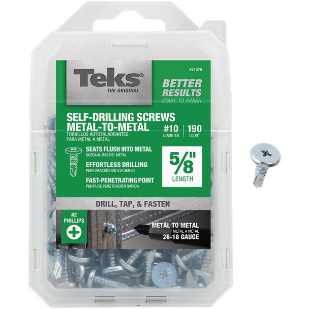 Teks #10 x 5/8 In. Pan Head Drill Point Metal to Metal Screw (190-Count) 21376