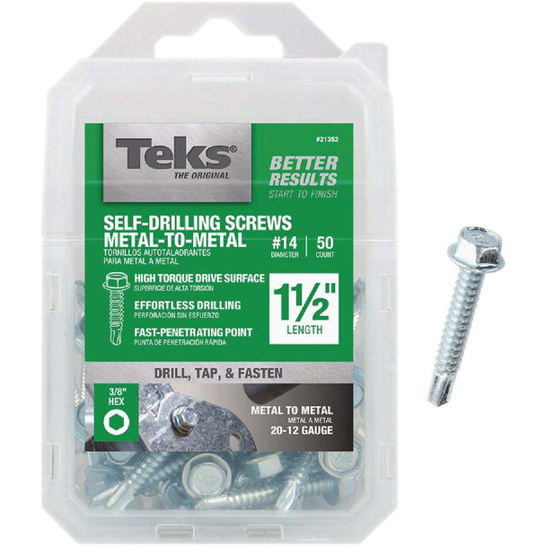Teks #14 x 1-1/2 In. Hex Washer Head Drill Point Metal to Metal Screw (50 Ct.)