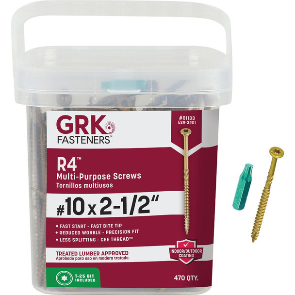 GRK R4 #10 x 2-1/2 In. Star Drive Multi-Purpose Wood Screw (470-Count) 01133