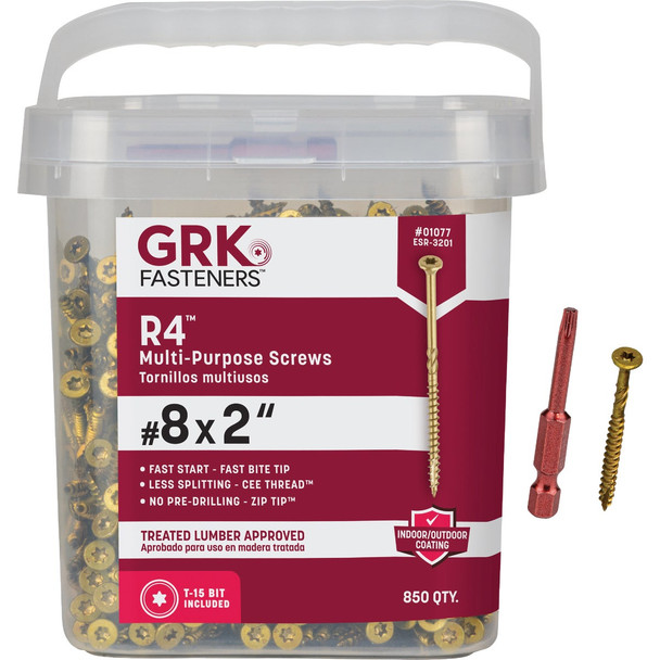 GRK R4 #8 x 2 In. Star Drive Multi-Purpose Wood Screw (850-Count) 01077