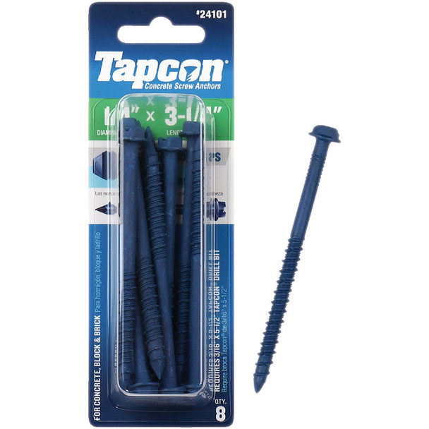 Tapcon 1/4 In. x 3-1/4 In. Hex Washer Head Concrete Screw Anchors (8-Count)