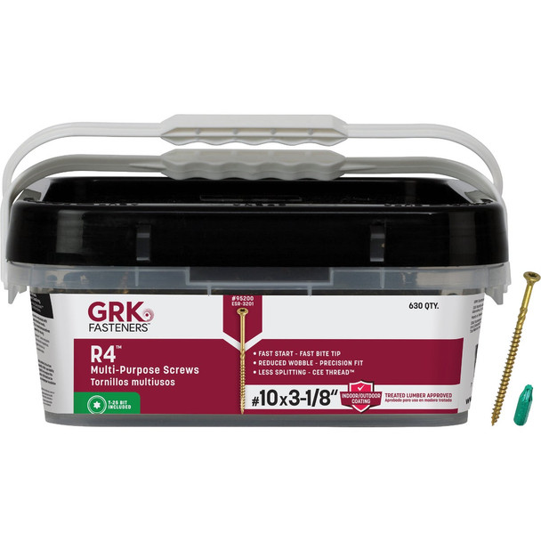 GRK R4 #10 x 3-1/8 In. Star Drive Multi-Purpose Wood Screw (630-Count) 95200