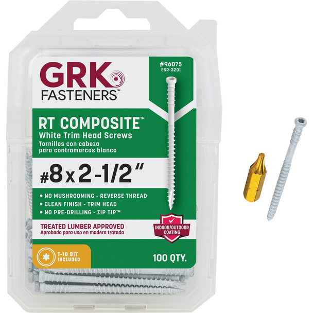 GRK RT #8 x 2-1/2 In. Star Drive White Composite Screw (100-Count) 96075