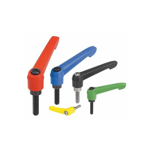 Adjustable Handle Size: 1, 1/4-20X20, Plastic, Blue RAL 5017, Comp: Steel
