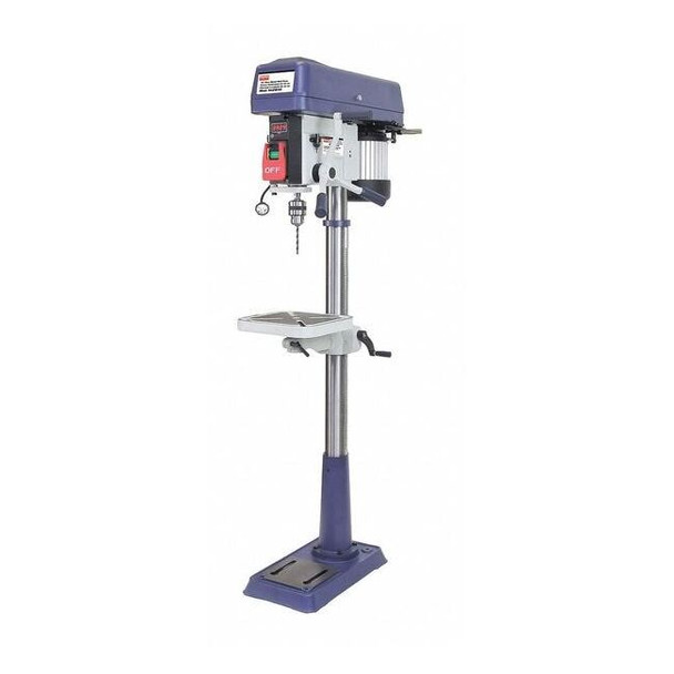 Floor Drill Press, Belt Drive, 1/2 hp, 115/230V AC V, 15 in Swing, 16 Speed