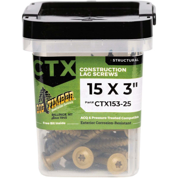 Big Timber #15 x 3 In. Lag Screw (25 Ct.) CTX153-25