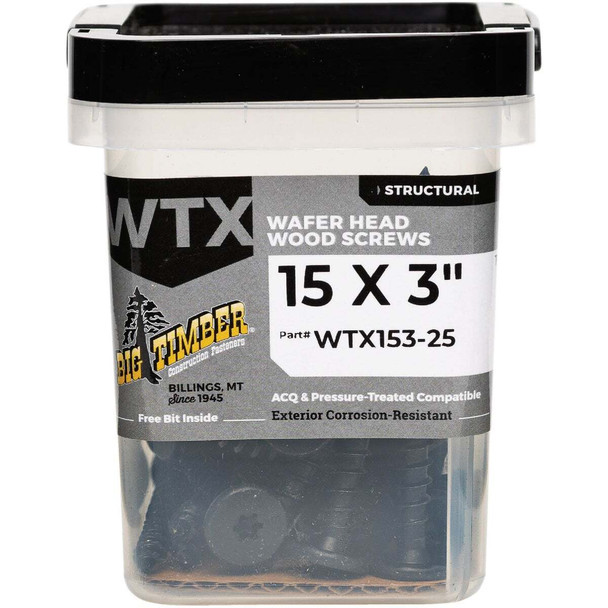 Big Timber #15 x 3 In. Wafer Head Black Wood Screw (25-Count) WTX153-25