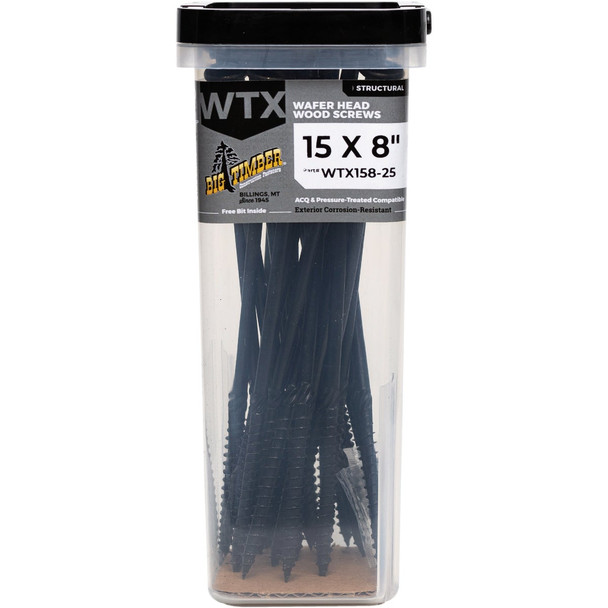 Big Timber #15 x 8 In. Wafer Head Black Wood Screw (25 Ct.) WTX158-25