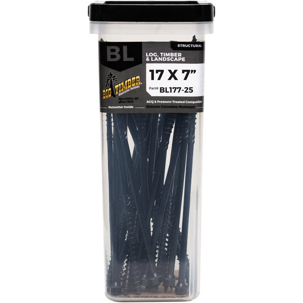 Big Timber #17 x 7 In. Hex Head Black Structure Screw (25-Count) BL177-25