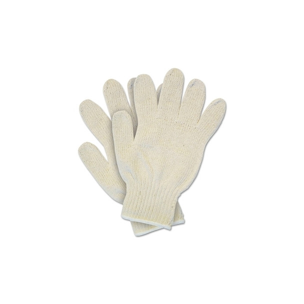 String Knit Gloves, Large, Hemmed, Heavy Weight, Natural Pack of 12
