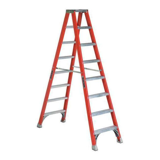 Louisville 8 ft Fiberglass Twin Stepladder, 300 lb Capacity FM1508