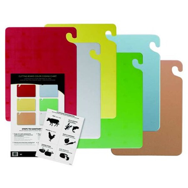 San Jamar Cutting Board Set,Includes 6 Boards, PK6 CB1218KC