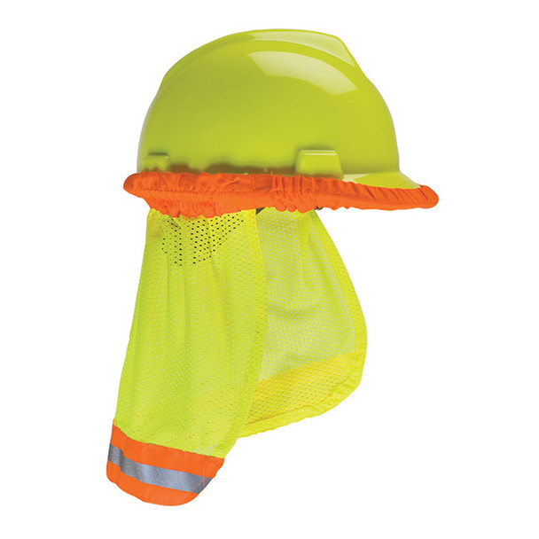 MSA V-Gard® Hard Hat Sun Shade, Hi-Vis Yellow/Green, 1/Each