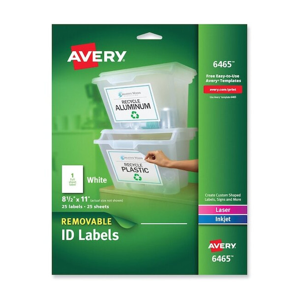 Avery Dennison Laser Labels,White,PK25 6465