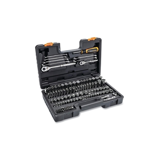 Mechanic Tools Set, 121 Pc, 1/4 in and 3/8 in Drive, SAE/Metric, 6 Point, low Mold Case