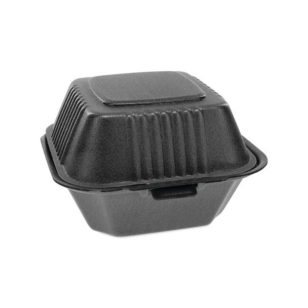 Foam Hinged Containers, Sandwich, 5.75x5.75x3.25, 1-Comp, Blk, PK504