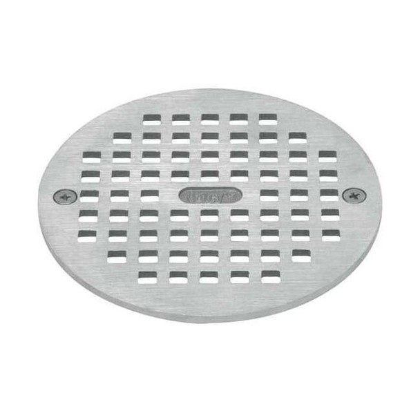 Oatey 5 1/4 in Dia, Brass, Nickel, Grate: Round, Grate 80050
