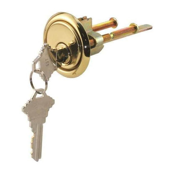 Brass Diecast, Rim Cylinder Lock with Trim Ring, 5 Pin (Single Pack)