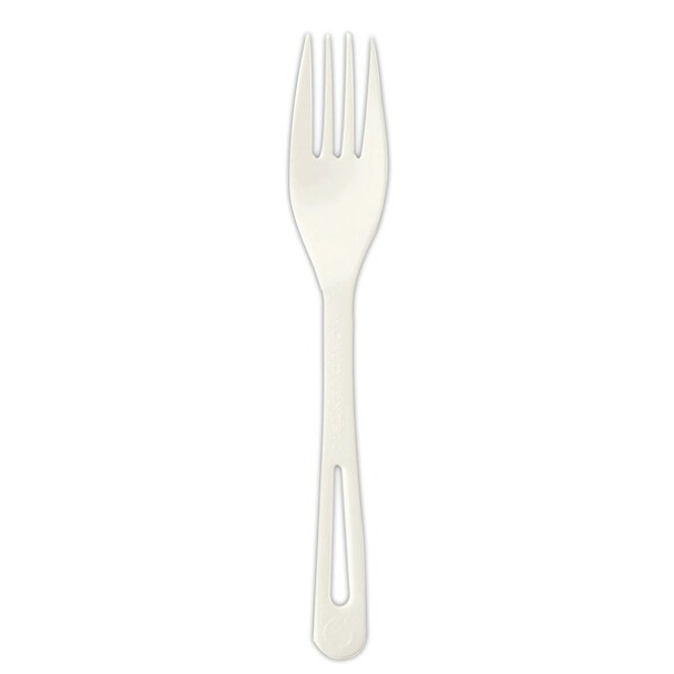 World Centric TPLA Compostable Cutlery, Fork, 6.3" White, 1000PK FOPS6
