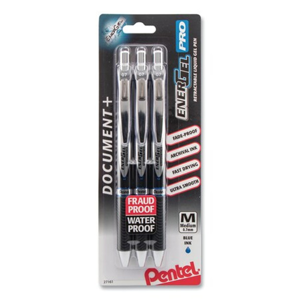 Pentel Pen Set,Blue,Non-Erasable,Gel,PK3 BLP77BP3C