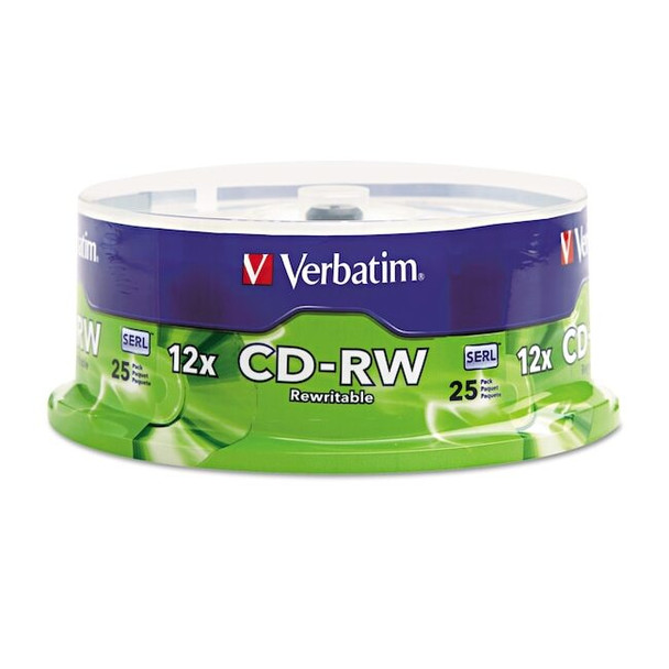 Verbatim CD-RW Disc, 700MB/80min, 4X/12X, Spndl, PK25 VER95155