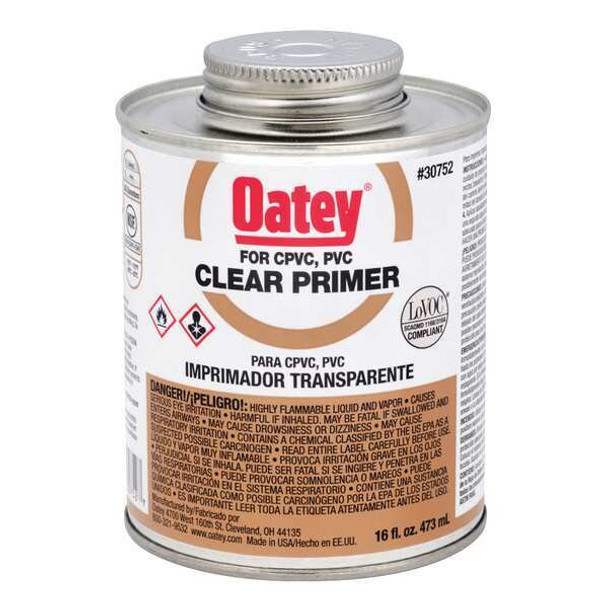 Oatey Primer,Can,16 oz,Clear 30752 Oatey Primer,Can,16 oz,Clear 30752