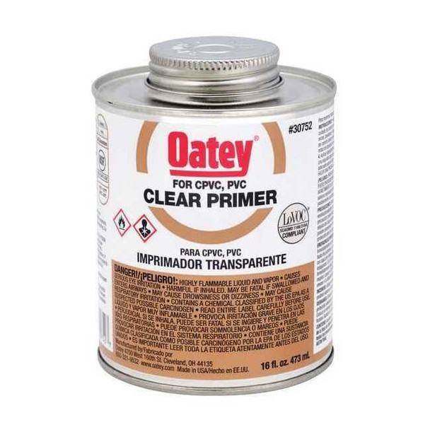 Oatey PVC Primer,Clear,16 oz. 30752