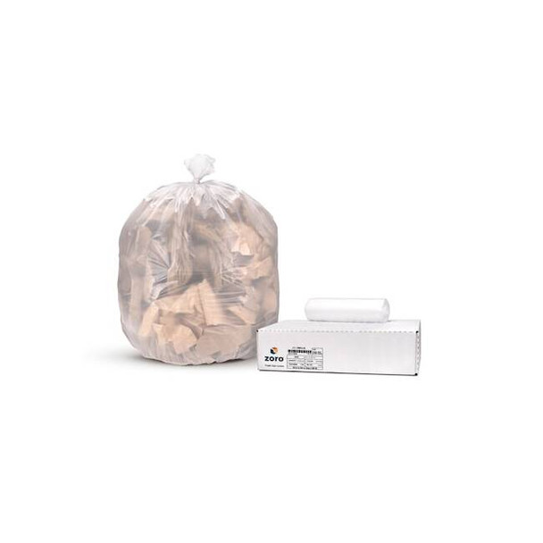 Trash Bags: 33 gal Capacity, 33 in x 40 in, 12 micron Thick, Clear, 250 PK