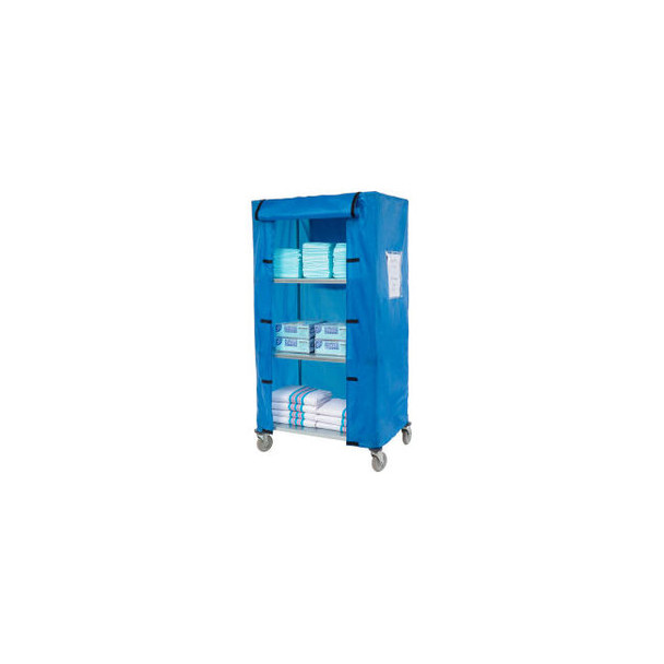 Nexel Galvanized Steel Linen Cart with Nylon Cover 4 Shelves 36""L x 24""W x 69"