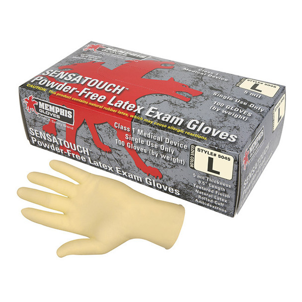 MCR Safety® SensaTouch™ Disposable Latex Gloves, Large, Natural, 100/Box
