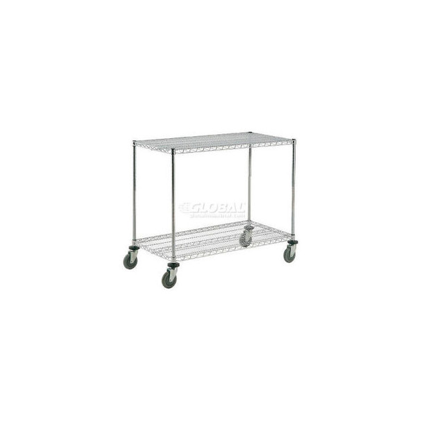 Nexel 2 Shelf Shelf Cart Chrome 36""W x 18""D x 40""H Poly Casters4 Swivel 2 Bra