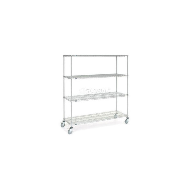 Nexel 4 Shelf Truck Chrome 48""W x 30""D x 60""H ESD Polyurethane Casters 4 Swiv