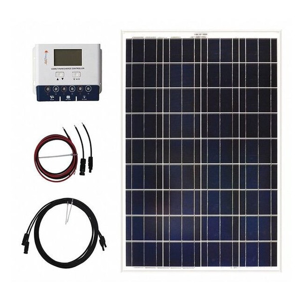 Polycrystalline Solar Panel Kit, 100 W, 18V DC, 5.23 A, 36 Cells, 4mm PVC