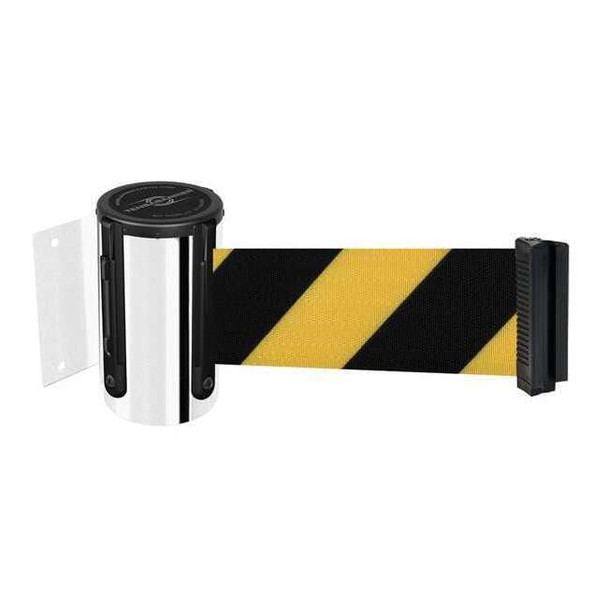 Tensabarrier Belt Barrier, Chrome,Belt Yellow/Black 896-STD-1P-MAX-NO-D4X-C