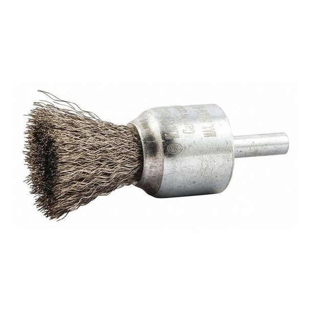 End Brush, Shank 1/4", Wire 0.008" dia., Bristle Trim Length: 1 in