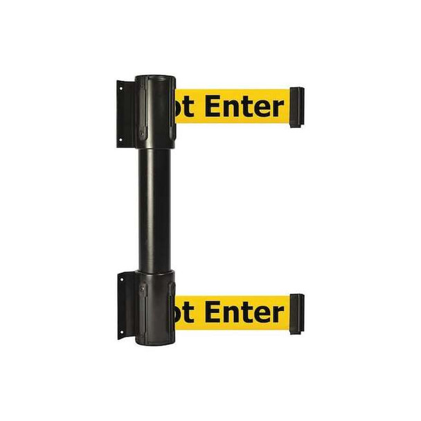 Belt Barrier, Black, 13 ft Length, 16 1/2 in Post Height, Caution Do Not Enter