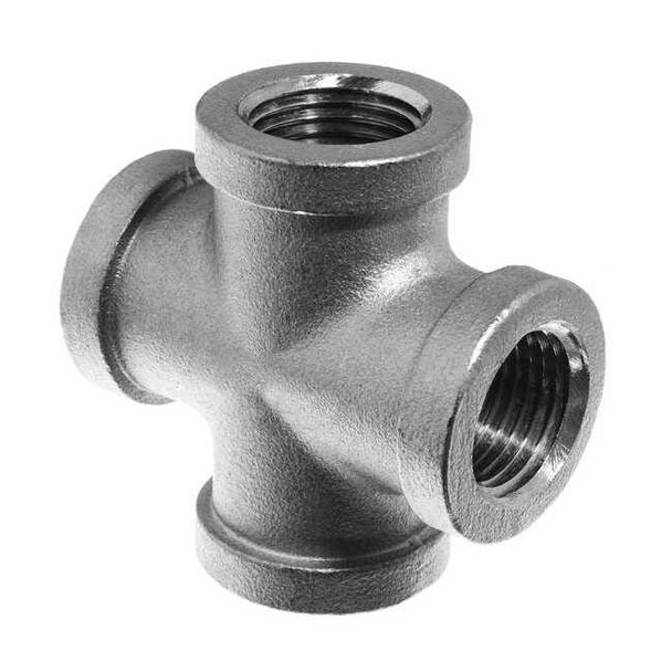 Stainless Steel Cross Fitting, 1.5 in Pipe Size, Class 150, BSPT Threads