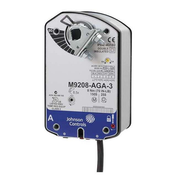 Johnson Controls Electric Actuator,70 in.-lb.,-40 to140 M9208-BGA-3