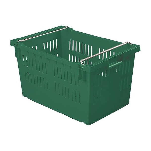 Hang & Stack Storage Bin, Plastic, Green, 13 1/4 in H, 15 3/4 in W, 23 5/8 in L