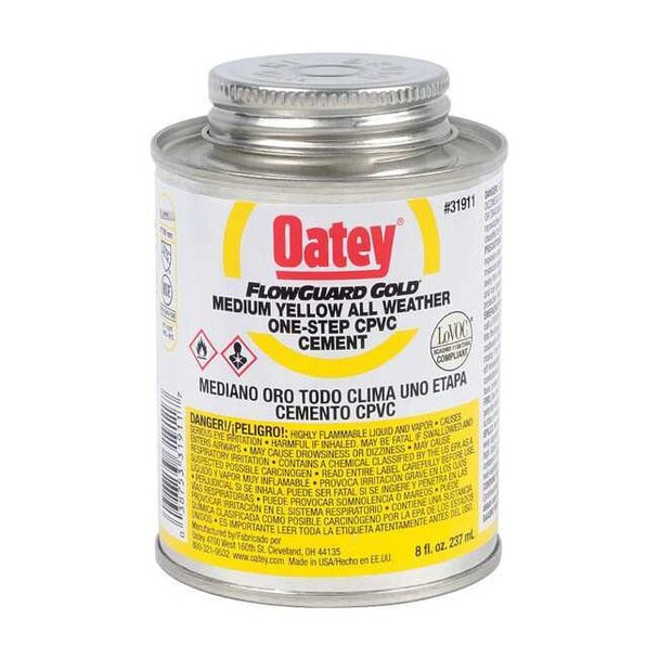 Oatey Cement,Low VOC,8 oz.,Yellow 31911