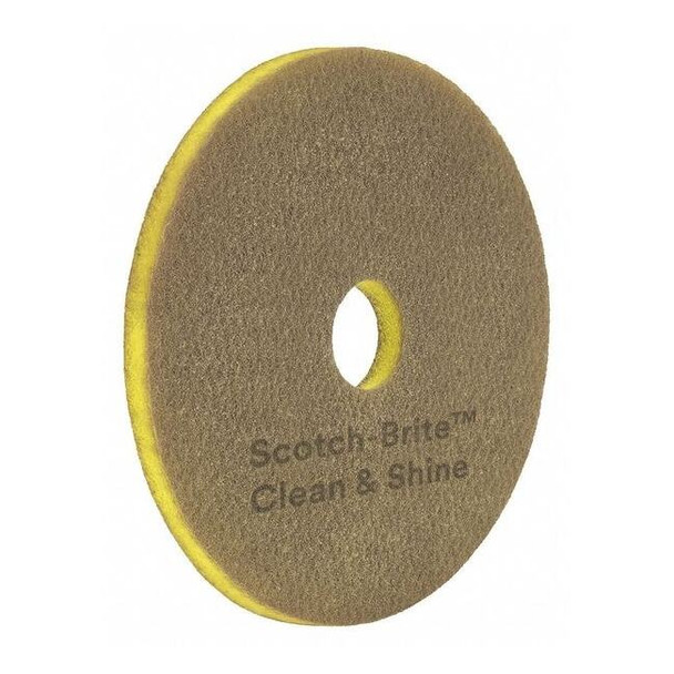 Scotch-Brite Scrubbing Pad,19 in Dia,Brown/Yellow,PK5 09542