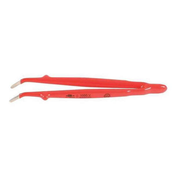 Wiha Insulated Tweezers,Angled Blunt,8 In 75304