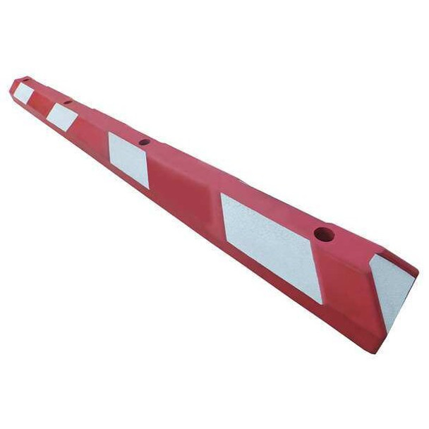 Parking Curb, Rubber, 4 in Height, 6 ft Length, Red/White