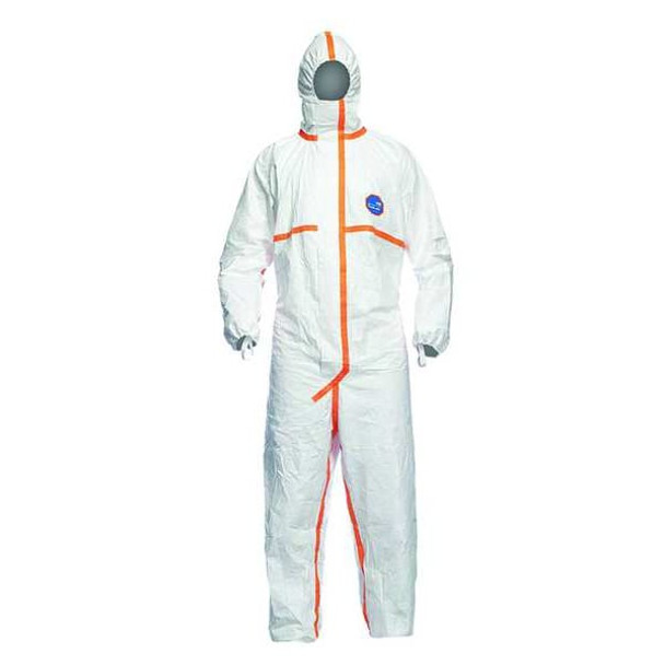 model TY800. Coverall with hood. Serged and over- Elastic thumb loops. 4X