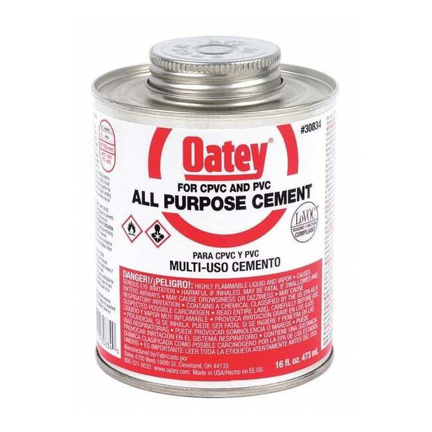 Oatey Cement,All Purpose,Clear,16 oz.,Low VOC 30834