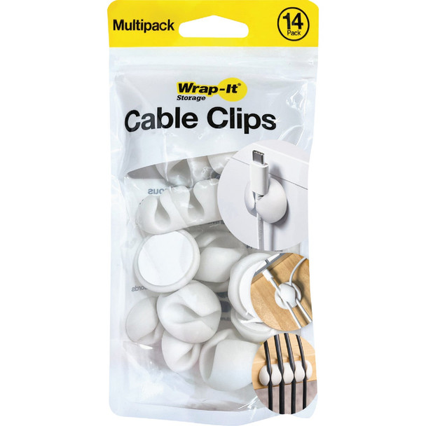 Wrap-It Storage Single White Cable Clip (14-Pack) 514-CLIPS-WH