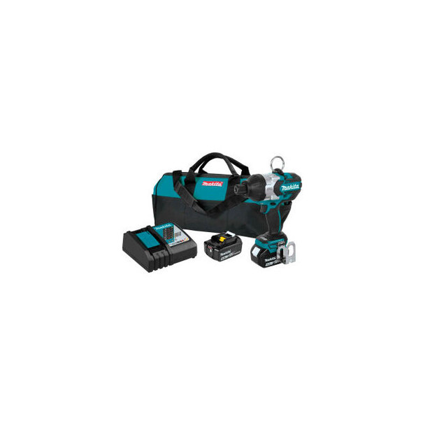 Makita Cordless Hi-Torque 7/16"" Hex Impact Wrench Kit 5.0Ah 18V LXT Li-Ion Brus
